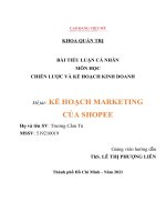TIỂU LUẬN cá NHÂN môn học CHIẾN lược và kế HOẠCH KINH DOANH đề tài kế HOẠCH MARKETING của SHOPEE 