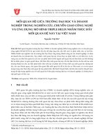 MỐI QUAN HỆ GIỮA TRƯỜNG ĐẠI HỌC VÀ DOANH NGHIỆP TRONG NGHIÊN CỨU, CHUYỂN GIAO CÔNG NGHỆ VÀ ỨNG DỤNG MÔ HÌNH TRIPLE HELIX NHẰM THÚC ĐẨY MỐI QUAN HỆ NÀY TẠI VIỆT NAM