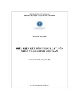 Điều kiện kết hôn theo luật hôn nhân và gia đình việt nam (luận văn thạc sỹ luật học) 