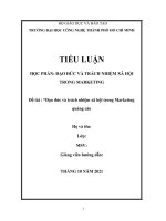 TIỂU LUẬN học PHẦN đạo đức và TRÁCH NHIỆM xã hội TRONG MARKETING đề tài  “đạo đức và trách nhiệm xã hội trong marketing quảng cáo 