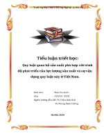 Tiểu luận triết học quy luật quan hệ sản xuất phù hợp với trình độ phát triển của lực lượng sản xuất và sự vận dụng quy luật này ở việt nam 