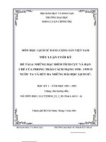 Lịch sử Đảng Cộng Sản: NHỮNG ĐẶC ĐIỂM TÍCH CỰC VÀ HẠN CHẾ CỦA PHONG TRÀO CÁCH MẠNG 1930  1939 Ở NƯỚC TA VÀ RÚT RA NHỮNG BÀI HỌC LỊCH SỬ