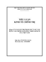 TIỂU LUẬN KINH tế CHÍNH TRỊ đề tài lý LUẬN GIÁ TRỊ THẶNG dư và sự vận DỤNG vào CHÍNH SÁCH PHÁT TRIỂN KINH tế của VIỆT NAM 