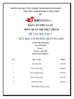 TIỂU LUẬN môn QUẢN TRỊ THỰC PHẨM đề tài bài tập 1 sữa đặc có ĐƯỜNG DUTCH LADY 