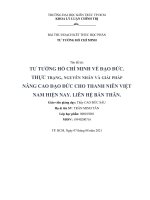 TƯ TƯỞNG hồ CHÍ MINH về đạo đức  THỰC TRẠNG, NGUYÊN NHÂN và GIẢI PHÁP NÂNG CAO đạo đức CHO THANH NIÊN VIỆT NAM HIỆN NAY  LIÊN hệ bản THÂN  
