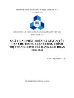 QUÁ TRÌNH PHÁT TRIỂN và GIẢI QUYẾT hạn CHẾ TRONG LUẬN CƯƠNG CHÍNH TRỊ THÁNG 101930 của ĐẢNG, GIAI đoạn 1930 1945 