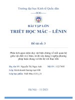 Phân tích quan niệm duy vật biện chứng về mối quan hệ giữa vật chất và ý thức, từ đó xây dựng ý nghĩa phương pháp luận chung và liên hệ với thực tiễn