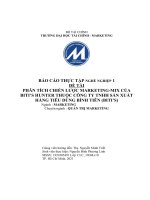 PHÂN TÍCH CHIẾN lược MARKETING MIX của BITI’S HUNTER THUỘC CÔNG TY TNHH sản XUẤT HÀNG TIÊU DÙNG BÌNH TIÊN (BITI’S) 