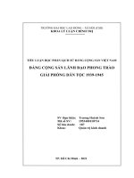 TIỂU LUẬN học PHẦN LỊCH sử ĐẢNG CỘNG sản VIỆT NAM ĐẢNG CỘNG sản LÃNH đạo PHONG TRÀO GIẢI PHÓNG dân tộc 1939 1945 