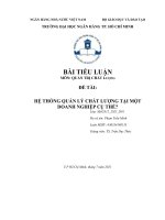 TIỂU LUẬN hệ THỐNG QUẢN lý CHẤT LƯỢNG tại một DOANH NGHIỆP cụ THỂ DOANH NGHIỆP VISSAN 