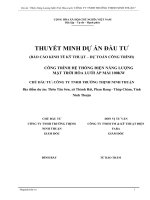 THUYẾT MINH dự án đầu tư (báo cáo KINH tế kỹ THUẬT – dự TOÁN CÔNG TRÌNH) CÔNG TRÌNH hệ THỐNG điện NĂNG LƯỢNG mặt TRỜI hòa lưới áp mái 100KW 