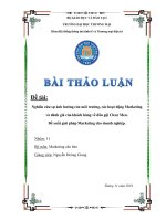 Nghiên cứu sự ảnh hưởng của môi trường, các hoạt động Marketing và đánh giá của khách hàng về Dầu gội CLEAR MEN. Đề xuất giải pháp Marketing cho doanh nghiệp Clear.