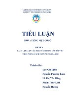 TIỂU LUẬN CÁCH lập LUẬN của đoạn văn TRONG các bài VIẾT THEO PHONG CÁCH NGÔN NGỮ KHOA học 