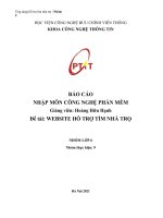 BÁO cáo NHẬP môn CÔNG NGHỆ PHẦN mềm đề tài WEBSITE hỗ TRỢ tìm NHÀ TRỌ 