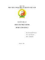 BÁO cáo THỰC HÀNH dược lâm SÀNG 2 chức năng, nhiệm vụ của dược lâm sàng, dược sĩ lâm sàng 