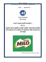 PHÂN TÍCH CHIẾN lược CHIÊU THỊ sản PHẨM sữa MILO của CÔNG TY NESTLE VIỆT NAM tại TP HCM 