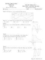 Đề thi thử THPT quốc gia 2022 môn toán trường THPT lương thế vinh
