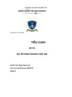TIỂU LUẬN đề tài dự án KINH DOANH CAFE 365 