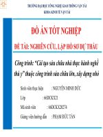 Đồ án tốt nghiệp đầy đủ Kinh tế xây dựng Nghiên cứu và lập hồ sơ dự thầu 2021 file PP và word đầy đủ