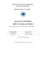 BÀI tập CUỐI KHÓA môn văn hóa ẩm THỰC đề tài PHÂN TÍCH văn hóa ẩm THỰC TRUNG QUỐC và NHỮNG món ăn TIÊU BIỂU 