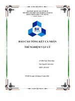 BÁO CÁO TỔNG KẾT CÁ NHÂN THÍ NGHIỆM VẬT LÝ ĐO KHỐI LƯỢNG RIÊNG CỦA VẬT RẮN ĐỒNG NHẤT TRÌNH TỰ THÍ NGHIỆM