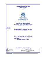 BÁO cáo kết THÚC môn học tâm lý học   ỨNG DỤNG và KHÁI NIỆM đề tài NGHIÊN cứu lý DO tự tử 