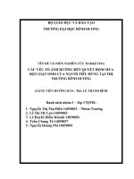 TÊN ĐỀ TÀI MÔN NGHIÊN CỨU MARKETINGCÁC YẾU TỐ ẢNH HƯỞNG ĐẾN QUYẾT ĐỊNH MUA BỘT GIẶT OMO CỦA NGƯỜI TIÊU DÙNG TẠI THỊ TRƯỜNGBÌNH DƯƠNG