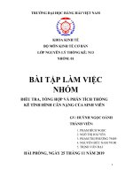 TIỂU LUẬN điều TRA, TỔNG hợp và PHÂN TÍCH THỐNG kê TÌNH HÌNH cân NẶNG của SINH VIÊN 