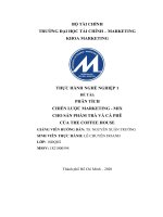 PHÂN TÍCH CHIẾN lược MARKETING   MIX CHO sản PHẨM TRÀ và cà PHÊ của THE COFFEE HOUSE