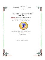 BÀI TIỂU LUẬN kết THÚC học PHẦN đề tài VÙNG văn hóa xứ HUẾ 