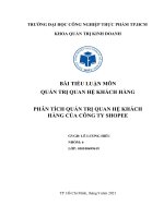 TIỂU LUẬN môn QUẢN TRỊ QUAN hệ KHÁCH HÀNG PHÂN TÍCH QUẢN TRỊ QUAN hệ KHÁCH HÀNG của CÔNG TY SHOPEE