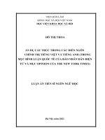 Ẩn dụ cấu trúc trong các diễn ngôn chính trị tiếng Việt và tiếng Anh (trong mục Bình luận quốc tế của Báo Nhân dân điện tử và mục Opinion của The New York Times).