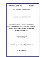 Hoạt động giám sát, kiểm tra của HĐND tỉnh đối với các cơ quan hành chính   từ thực tiễn tỉnh hủa phăn, nước cộng hòa dân chủ nhân dân lào   tóm tắt 