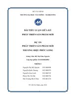 BÀI TIỂU LUẬN GIỮA kỳ PHÁT TRIỂN sản PHẨM mới dự án PHÁT TRIỂN sản PHẨM mới THƯƠNG HIỆU PHÚC LONG 