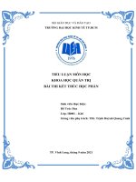 TIỂU LUẬN môn học KHOA học QUẢN TRỊ bài THI kết THÚC học PHẦN linear programming