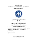 PHÂN TÍCH CHIẾN lược MARKETING   MIX CHO sản PHẨM TRÀ và cà PHÊ của THE COFFEE HOUSE 