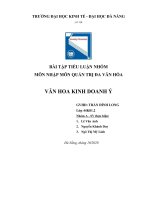 BÀI tập TIỂU LUẬN NHÓM môn NHẬP môn QUẢN TRỊ đa văn hóa văn HOA KINH DOANH ý 