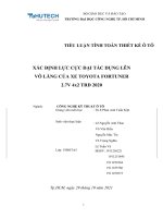 TIỂU LUẬN TÍNH TOÁN THIẾT kế ô tô xác ĐỊNH lực cực đại tác DỤNG lên vô LĂNG của XE TOYOTA FORTUNER 2 7v 4x2 TRD 2020 