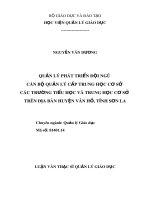 Quản lý giáo dục quản lý phát triển đội ngũ cán bộ quản lý cấp trung học cơ sở các trường tiểu học và trung học cơ sở trên địa bàn huyện vân hồ, tỉnh sơn la(klv02250) 