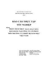PHÂN TÍCH THỰC TRẠNG HOẠT ĐỘNG bán HÀNG tại CÔNG TY cổ PHẦN môi TRƯỜNG và THIẾT bị GIÁO dục VIỆT NAM 