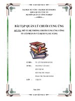 BÀI TẬP QUẢN LÝ CHUỖI CUNG ỨNG ĐỀ TÀI: MÔ TẢ HỆ THỐNG CHUỖI CUNG ỨNG CÔNG TY CỔ PHẦN IN VÀ DỊCH VỤ ĐÀ NẴNG