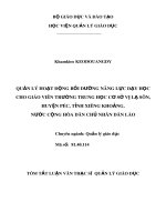 Quản lý giáo dục quản lý hoạt động bồi dưỡng năng lực dạy học cho giáo viên trường trung học cơ sở vị lạ sôn, huyện péc, tỉnh xiêng khoảng, nước cộng hòa dân chủ nhân dân lào(klv02255)  