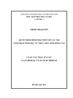 QUYẾT ĐỊNH HÌNH PHẠT ĐỐI VỚI CÁC TỘI XÂM PHẠM TÌNH DỤC