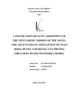 A TRANSLATION QUALITY ASSESSMENT OF THE VIETNAMESE VERSION OF THE NOVEL “THE ADVENTURES OF TOM SAWYER” BY NGỤY MỘNG HUYỀN AND HOÀNG văn PHƯƠNG (2001) USING PETER NEWMARK’S MODEL 