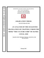 AN ANALYSIS OF THE SUGGESTED TRANSLATION OF CHAPTER 13 FROM THE BOOK “THE CULTURE CODE” BY DANIEL COYLE, 2018 