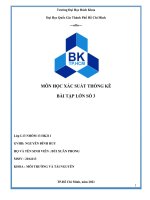 MÔN học xác SUẤT THỐNG kê bài tập lớn số 3 phân tích phương sai anova phân tích dữ liệu mẫu 