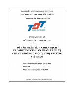 chiến lược promotion của công ty pepsico đối với sản phẩm pepsi vị chanh không calo ở thị trường nước giải khát việt nam 