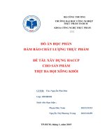 ĐỒ ÁN ĐẢM BẢO CHẤT LƯỢNG THỰC PHẨM ĐỀ TÀI XÂY DỰNG HACCP CHO SẢN PHẨM THỊT BA RỌI XÔNG KHÓI