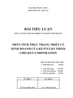 PHÂN TÍCH THỰC TRẠNG TRIẾT LÝ KINH DOANH CỦA KENTUCKY FRIED CHICKEN CORPORATION 