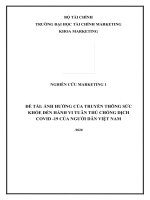 ẢNH HƯỞNG của TRUYỀN THÔNG sức KHỎE đến HÀNH VI TUÂN THỦ CHỐNG DỊCH COVID  19 của NGƯỜI dân VIỆT NAM 